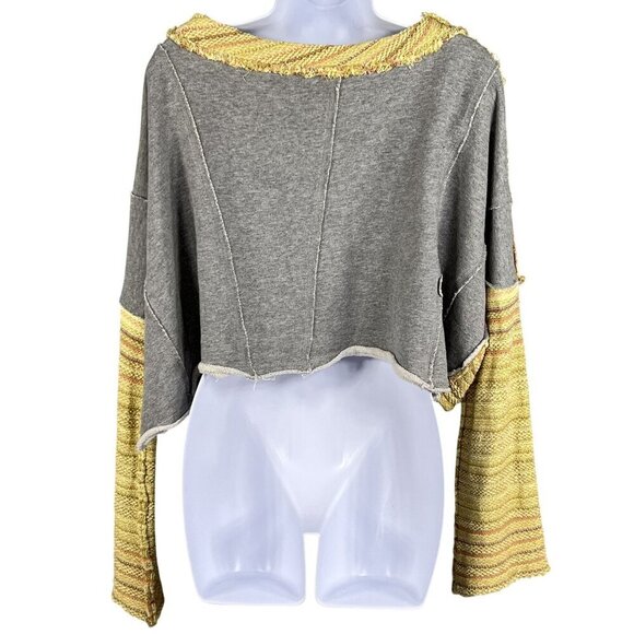 Free People Womens S Catalina Pullover Cropped Sweatshirt Top Bell Sleeve Beachy - Picture 2 of 12